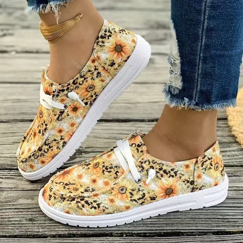 花柄デザイン軽量スリッポンシューズ