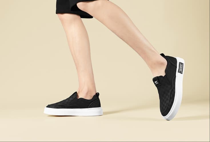 スリッポン メンズ 市松模様快適スリッポン