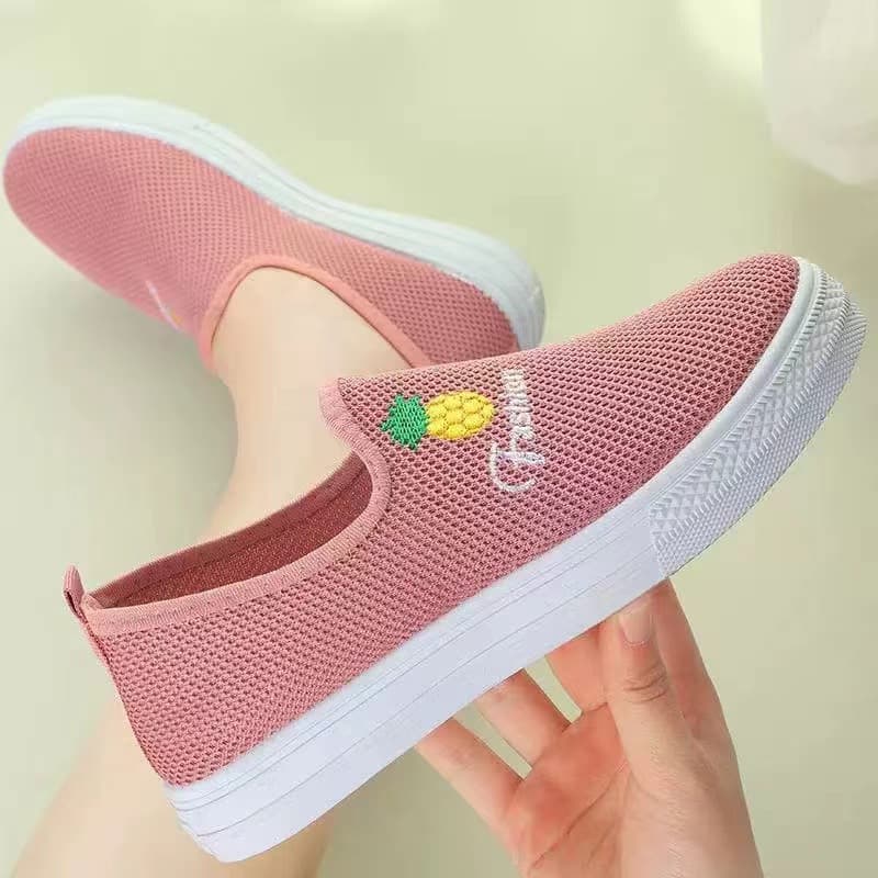 パイナップル刺繍入りメッシュスリッポン