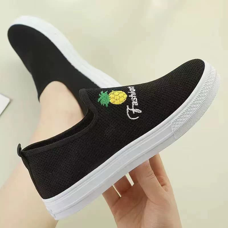 パイナップル刺繍入りメッシュスリッポン