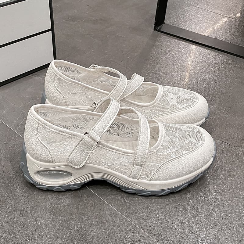 メッシュレース 厚底スリッポン
