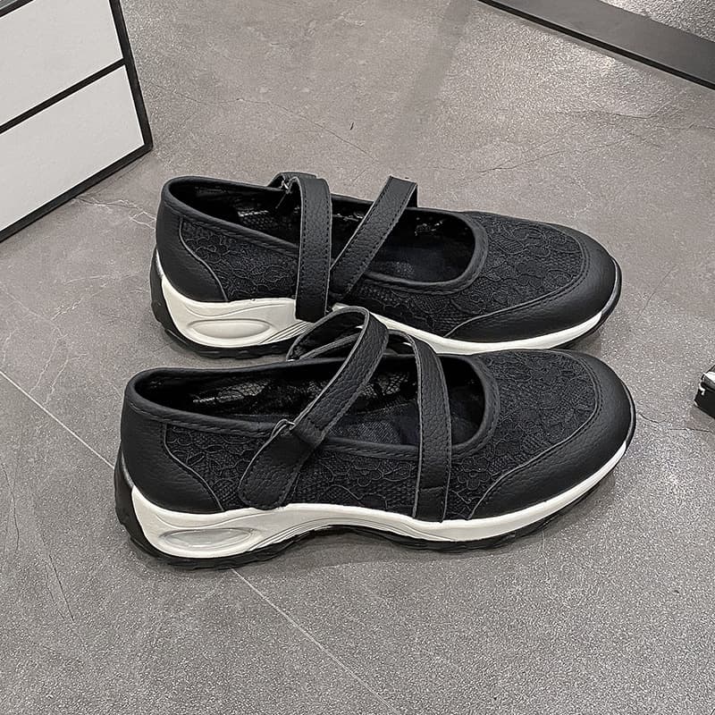 メッシュレース 厚底スリッポン